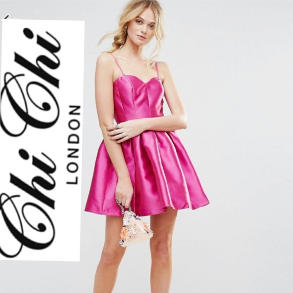 Chi Chi London strapless pink dress
